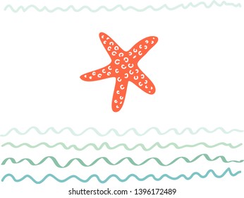 Cartoon Starfish Poster Vector Illustration