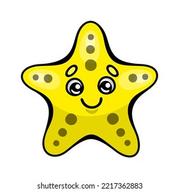 Cartoon starfish. Vector illustration of a cute sea star in a childish style.