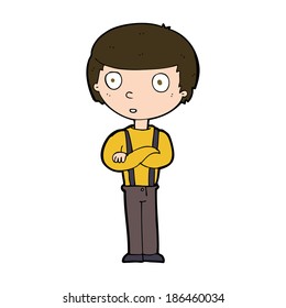cartoon staring boy with folded arms