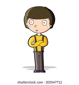 cartoon staring boy with folded arms