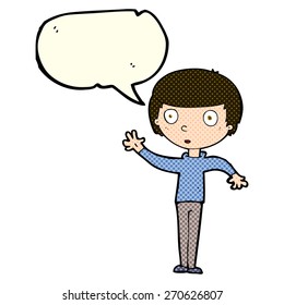 cartoon staring boy with speech bubble