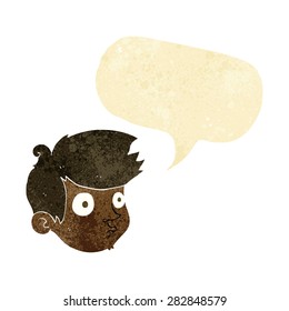 cartoon staring boy with speech bubble