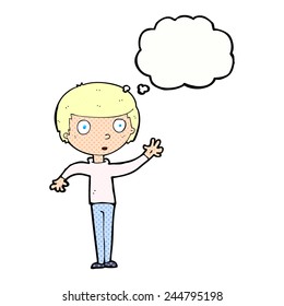 Cartoon-Star-Junge mit Denkblase