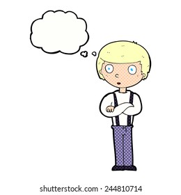 cartoon staring boy with thought bubble