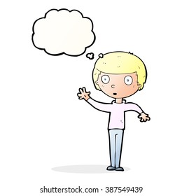 cartoon staring boy with thought bubble