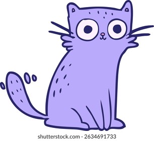 cartoon staring cat in bright neon colors