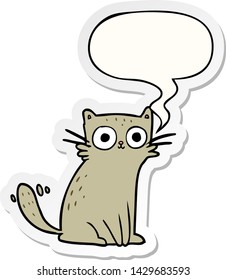 cartoon staring cat with speech bubble sticker