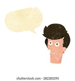 cartoon staring face with speech bubble