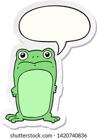 cartoon staring frog with speech bubble sticker