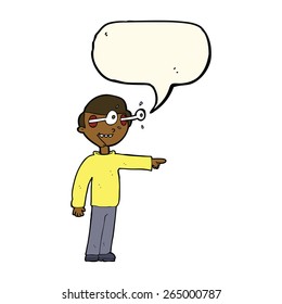 cartoon staring man with speech bubble