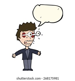 cartoon staring man with speech bubble