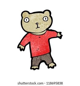 caricatura mirando al oso de peluche