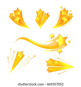 Cartoon stars burst vector elements. Explosion and flash, light effect decoration illustration