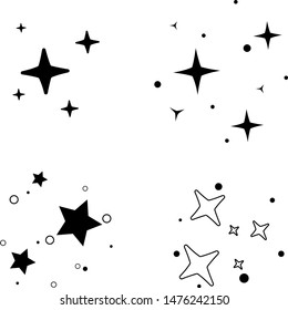  cartoon stars icon set, geometric texture, shining magic stars collection, wizard sign vector