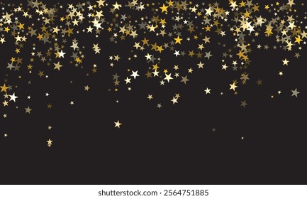 Cartoon stars magic backdrop. Spangle confetti banner decor. Light flash gold png. vector illustrator. summer season beach