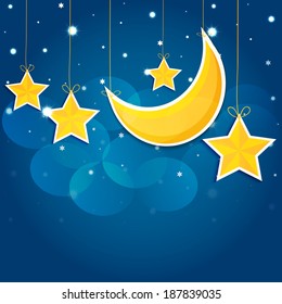 Cartoon stars in the night sky. Vector EPS10.