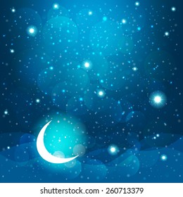 Cartoon stars in the night sky. Vector EPS10.