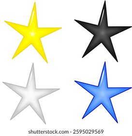 Cartoon stars with various colors, ranging from yellow, black, gray and blue.