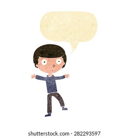 cartoon startled boy with speech bubble