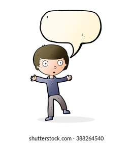 cartoon startled boy with speech bubble