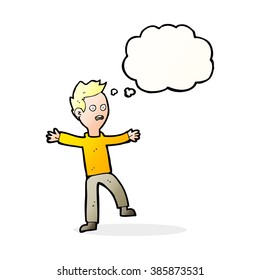 cartoon startled boy with thought bubble