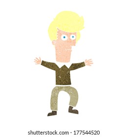Cartoon erschreckt Mann