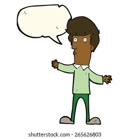 cartoon startled man with speech bubble