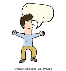 cartoon startled man with speech bubble