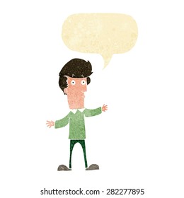 cartoon startled man with speech bubble