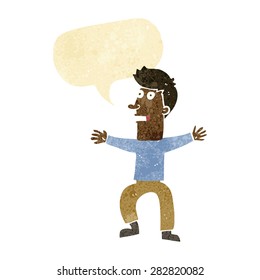 cartoon startled man with speech bubble