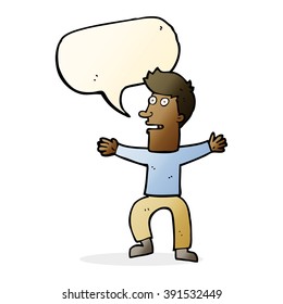cartoon startled man with speech bubble