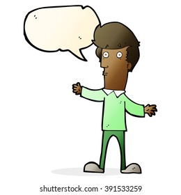 cartoon startled man with speech bubble