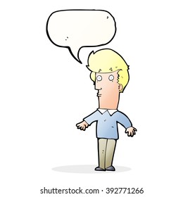 cartoon startled man with speech bubble