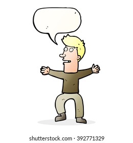 cartoon startled man with speech bubble