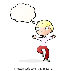 cartoon startled man with thought bubble