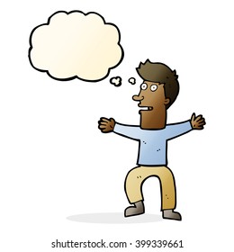 cartoon startled man with thought bubble