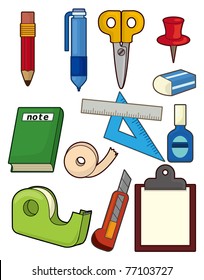 Cartoon Stationery Icon Set