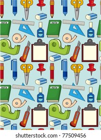cartoon stationery seamless pattern