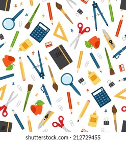 Cartoon stationery vector seamless pattern