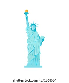 Cartoon Statue of Liberty Flat Design Style Landmark Tourism Symbol Freedom Web Element. Vector illustration