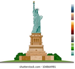 Estatua de la Libertad. Serie de edificios de dibujos animados en vector. Vector de stock