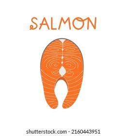 Cartoon steak salmon isolated vector illustration on white background