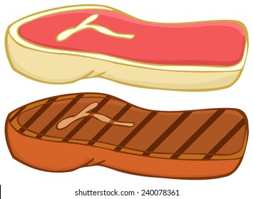 Cartoon Steaks. Vector Collection Set