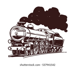 Cartoon Steam Locomotive Emblem