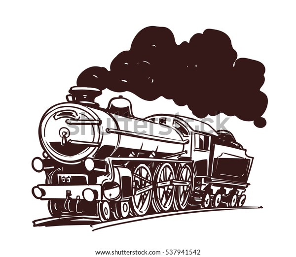 Cartoon Steam Locomotive Emblem Stock Vector (Royalty Free) 537941542