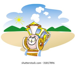 cartoon steam train vector illustration
