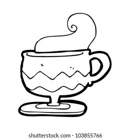 taza de té humeante de dibujos animados