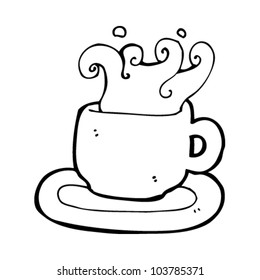 cartoon steaming hot cup of tea