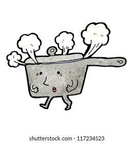 cartoon steaming saucepan
