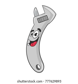 cartoon steel adjustable wrench , vector illustration